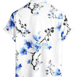 Men's White Shirt with Blue Floral Pattern