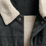 Men's Corduroy Jacket with Sherpa Collar – Charcoal