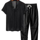 Men's Short-Sleeve Set – Black and White