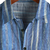 Gordon Men's Striped Retro Short Sleeve Shirt – Blue