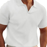 Men's Ribbed V-Neck Polo Shirt