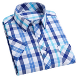 Men's Short Sleeve Check Cotton Shirt