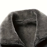Elegant Men's Leather Jacket with Fleece Lining