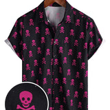 Men's Pink Punk Rock Skull Shirt