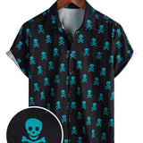 Ross Men's Skull Motif Short Sleeve Shirt – Black