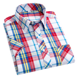 Men's Short Sleeve Check Cotton Shirt