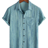 Men's Striped Shirt with Chest Pocket