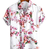 Men's White Floral Short Sleeve Shirt