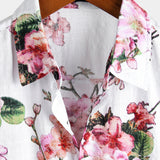 Men's White Floral Short Sleeve Shirt