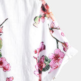 Men's White Floral Short Sleeve Shirt