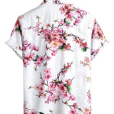 Men's White Floral Short Sleeve Shirt