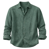 Relaxed Men's Linen-Blend Button-Up Shirt