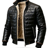 Men's Quilted Winter Jacket with Sherpa – Black