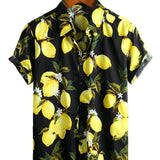 Men's Hawaiian Shirt with Yellow Lemons