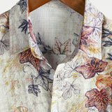 Men's Beige Shirt with Botanical Pattern