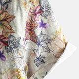 Men's Beige Shirt with Botanical Pattern