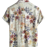 Men's Beige Shirt with Botanical Pattern