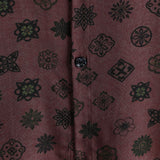 Douglas Men's Retro Geometric Print Short Sleeve Shirt – Red