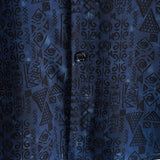 Vernon Men's Retro Short Sleeve Shirt with Ethnic Pattern – Navy