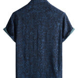 Men's Navy Boho Shirt with Ethnic Pattern