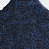 Vernon Men's Retro Short Sleeve Shirt with Ethnic Pattern – Navy