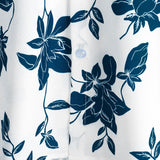 Dennis Men's Short Sleeve Shirt with Blue Flowers – White