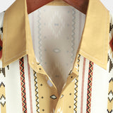 Kenneth Retro Men's Short Sleeve Shirt with Aztec Stripes – Khaki