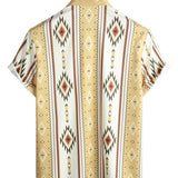 Kenneth Retro Men's Short Sleeve Shirt with Aztec Stripes – Khaki