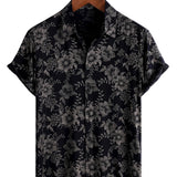 Navy Men's Hawaiian Shirt with Florals