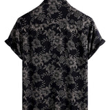 Navy Men's Hawaiian Shirt with Florals