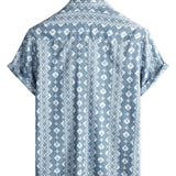 Brian Men's Striped Retro Short Sleeve Shirt – Blue