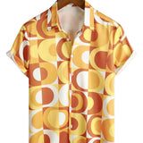 Allan Men's Retro Geometric Short Sleeve Shirt – Yellow