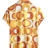 Allan Men's Retro Geometric Short Sleeve Shirt – Yellow