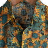 Dennis Men's Retro Short Sleeve Shirt with Sunflowers – Green