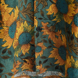 Dennis Men's Retro Short Sleeve Shirt with Sunflowers – Green