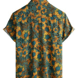 Dennis Men's Retro Short Sleeve Shirt with Sunflowers – Green