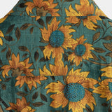 Dennis Men's Retro Short Sleeve Shirt with Sunflowers – Green