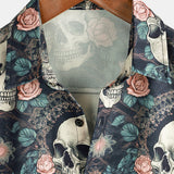 Gary Men's Short Sleeve Skull Print Shirt – Navy