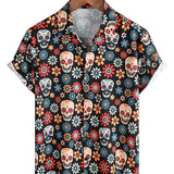 Russell Men's Short Sleeve Shirt with Skull Print – Black