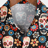 Russell Men's Short Sleeve Shirt with Skull Print – Black