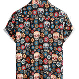 Russell Men's Short Sleeve Shirt with Skull Print – Black