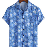 Murray Men's Floral Short Sleeve Shirt – Blue