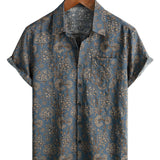 Men's Blue Paisley Shirt in 70s Style