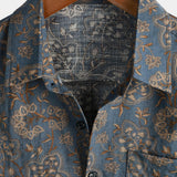 Men's Blue Paisley Shirt in 70s Style