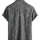 Men's Blue Paisley Shirt in 70s Style