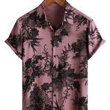 Men's Pink Shirt with Hawaiian Flowers