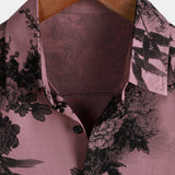 Men's Pink Shirt with Hawaiian Flowers