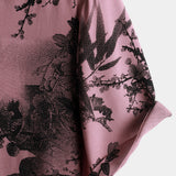 Men's Pink Shirt with Hawaiian Flowers