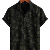 Black Men's Hawaiian Shirt with Retro Florals