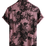 Men's Pink Shirt with Hawaiian Flowers